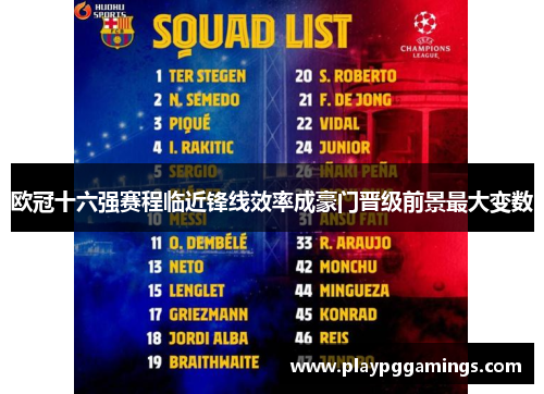 欧冠十六强赛程临近锋线效率成豪门晋级前景最大变数